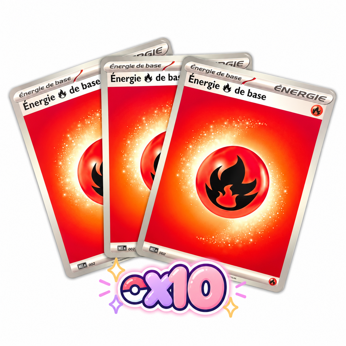 Lot de 10 Cartes Énergie Feu Pokémon - JCC Pokémon - 2025