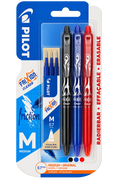 Lot de 3 stylos Pilot Frixion Effaçables + 3 Recharges Bleu