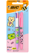 Stylo BIC 4 Couleurs + Surligneur Rose – Pastel Kawaii