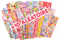 Planches de stickers autocollants Kawaii - Lot de 10 - Modèles aléatoires