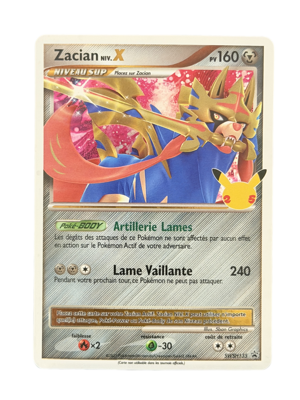Carte Pokemon Zacian Niv. X SWSH135 - Épée et Bouclier - Promo