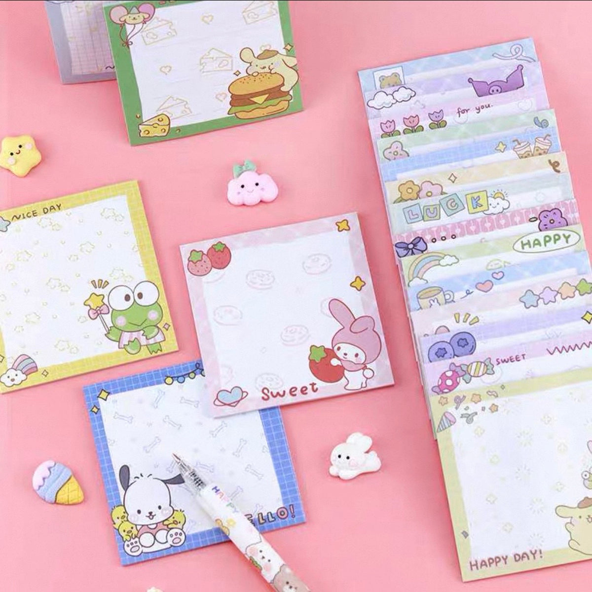 Lot de 3 Blocs feuilles adhésifs — Modèles Aléatoire Sanrio