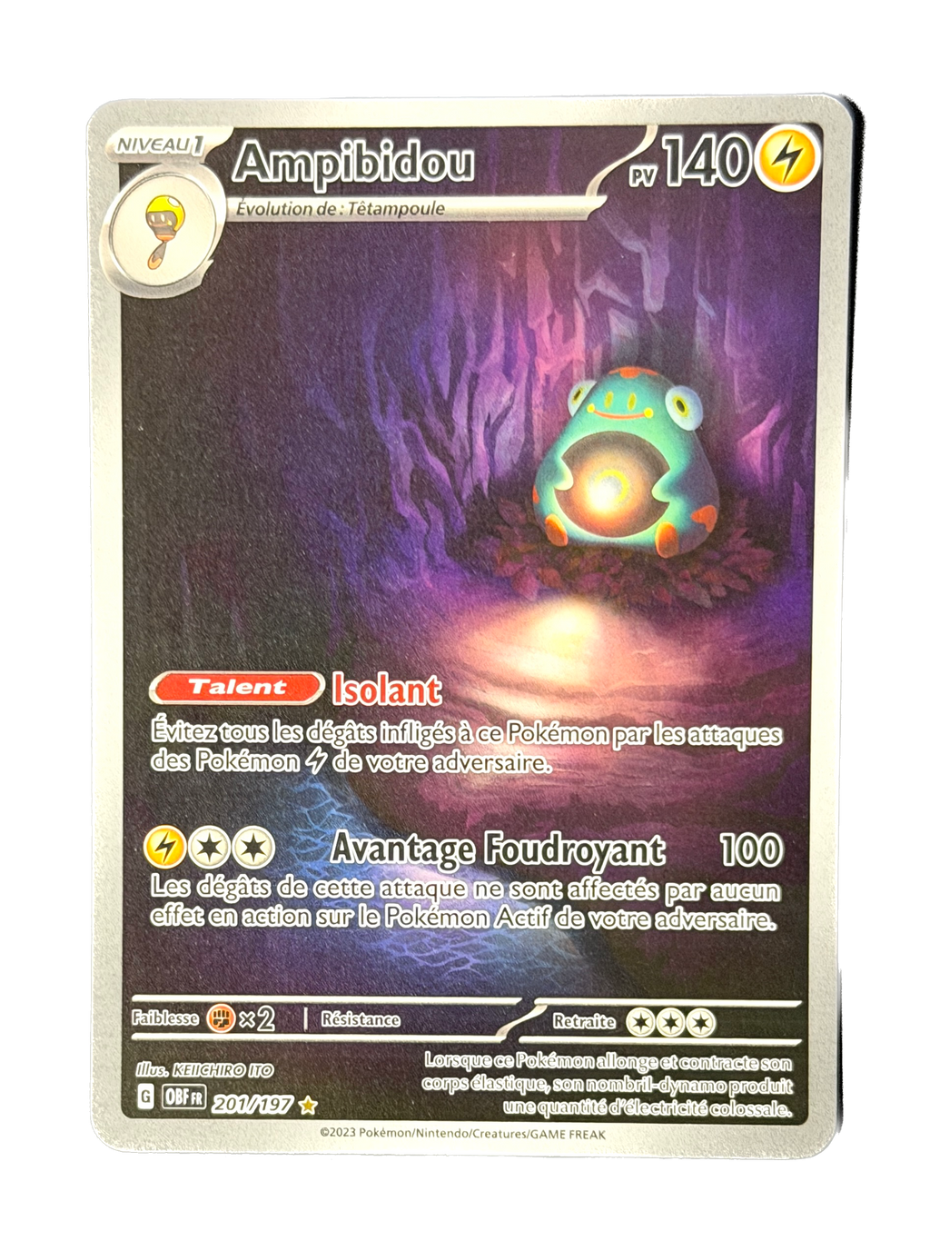 Carte Pokémon Ampibidou 201/197 - Écarlate et Violet - Flammes Obsidiennes EV03