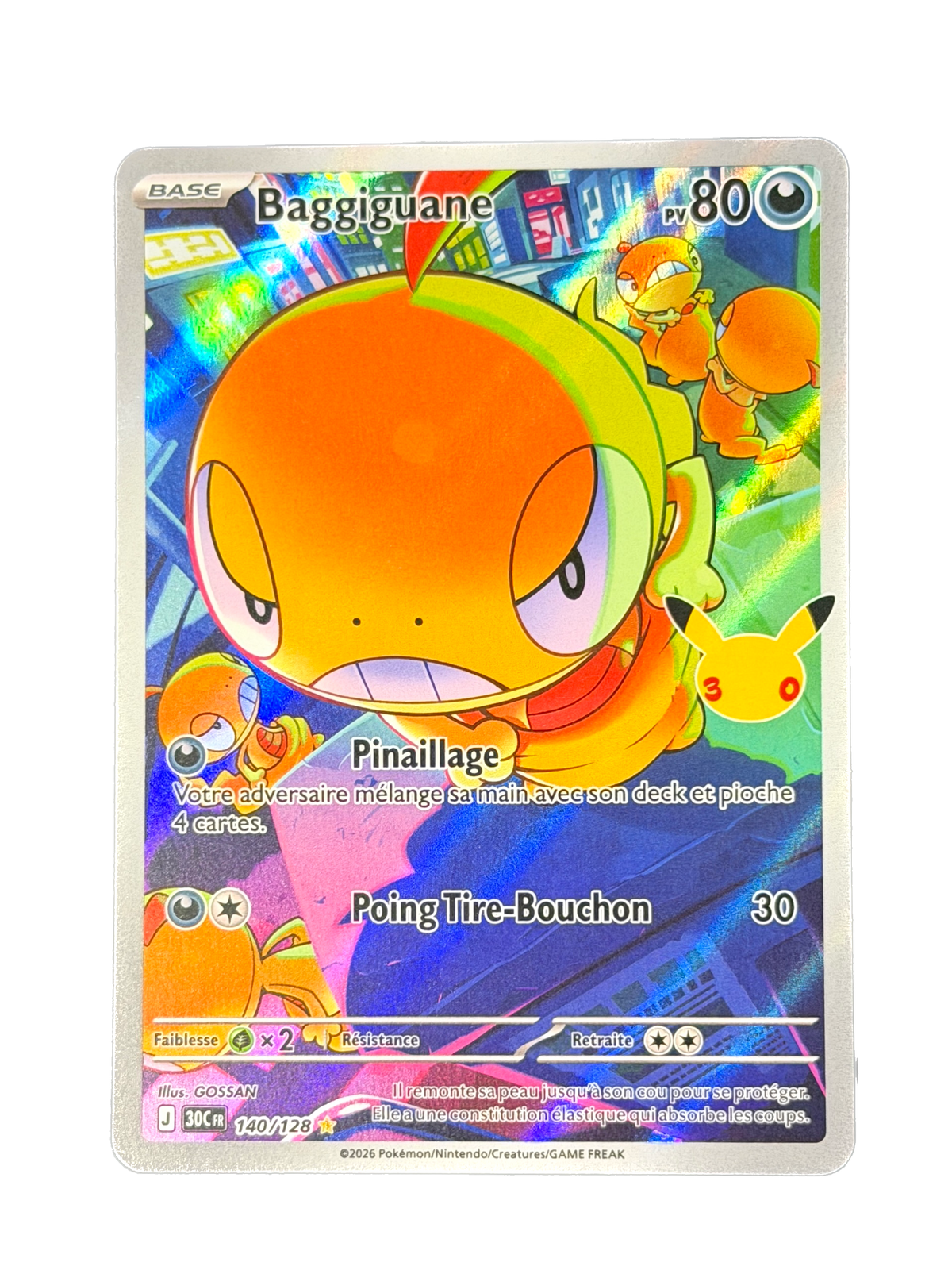 Carte Pokémon Baggiguane 140/128 - 30ᵉ Anniversaire - Méga Evolution ME5.5