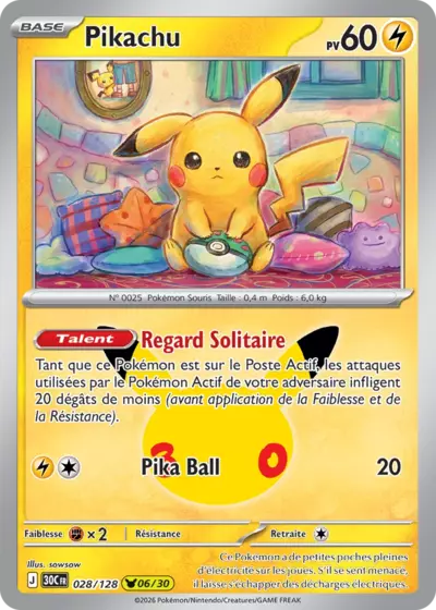 Carte Pokemon Pikachu 028/128 - 30ᵉ Anniversaire - Méga Evolution ME5.5