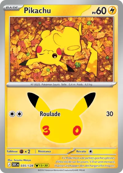 Carte Pokemon Pikachu 035/128 - 30ᵉ Anniversaire - Méga Evolution ME5.5